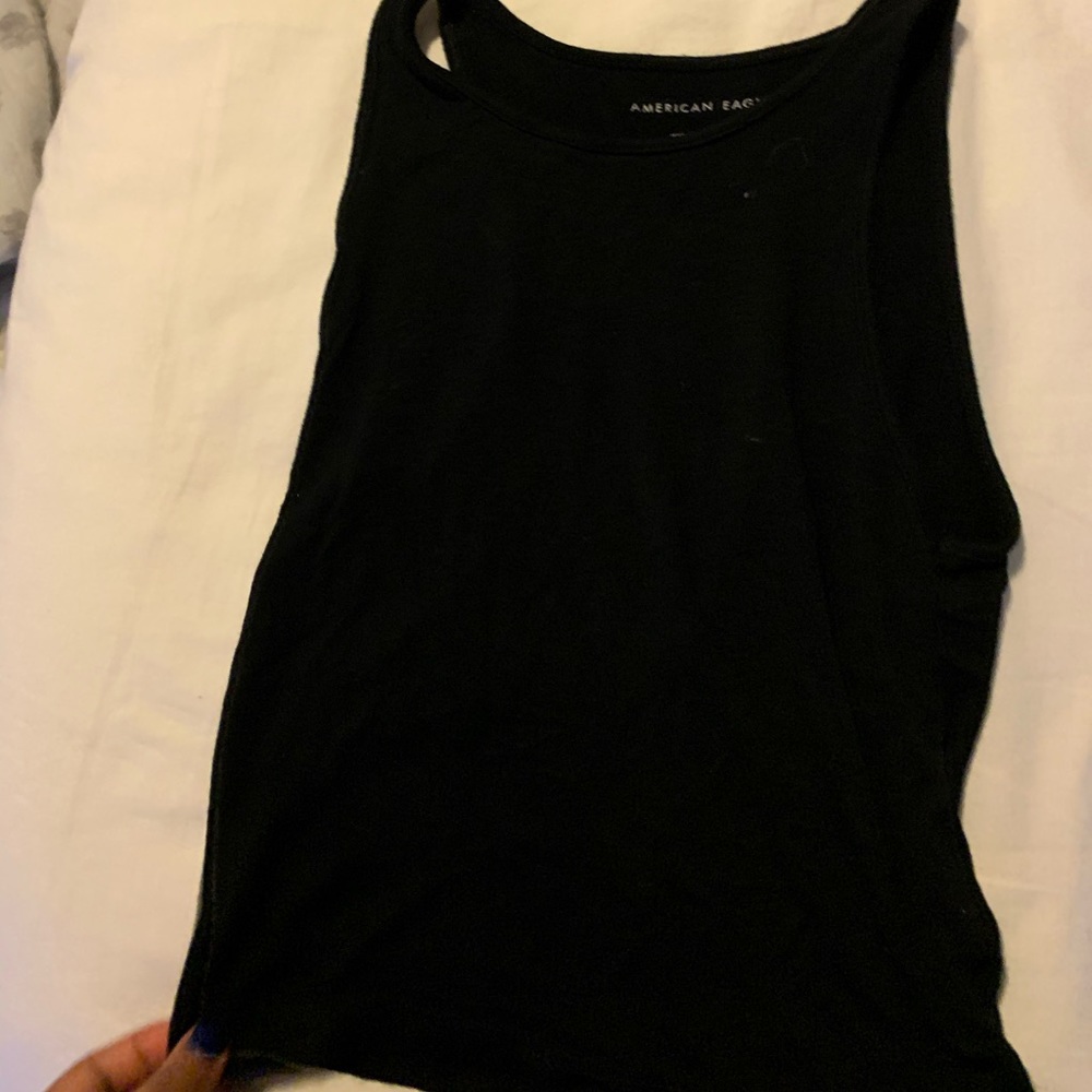 Black cropped AE tank top